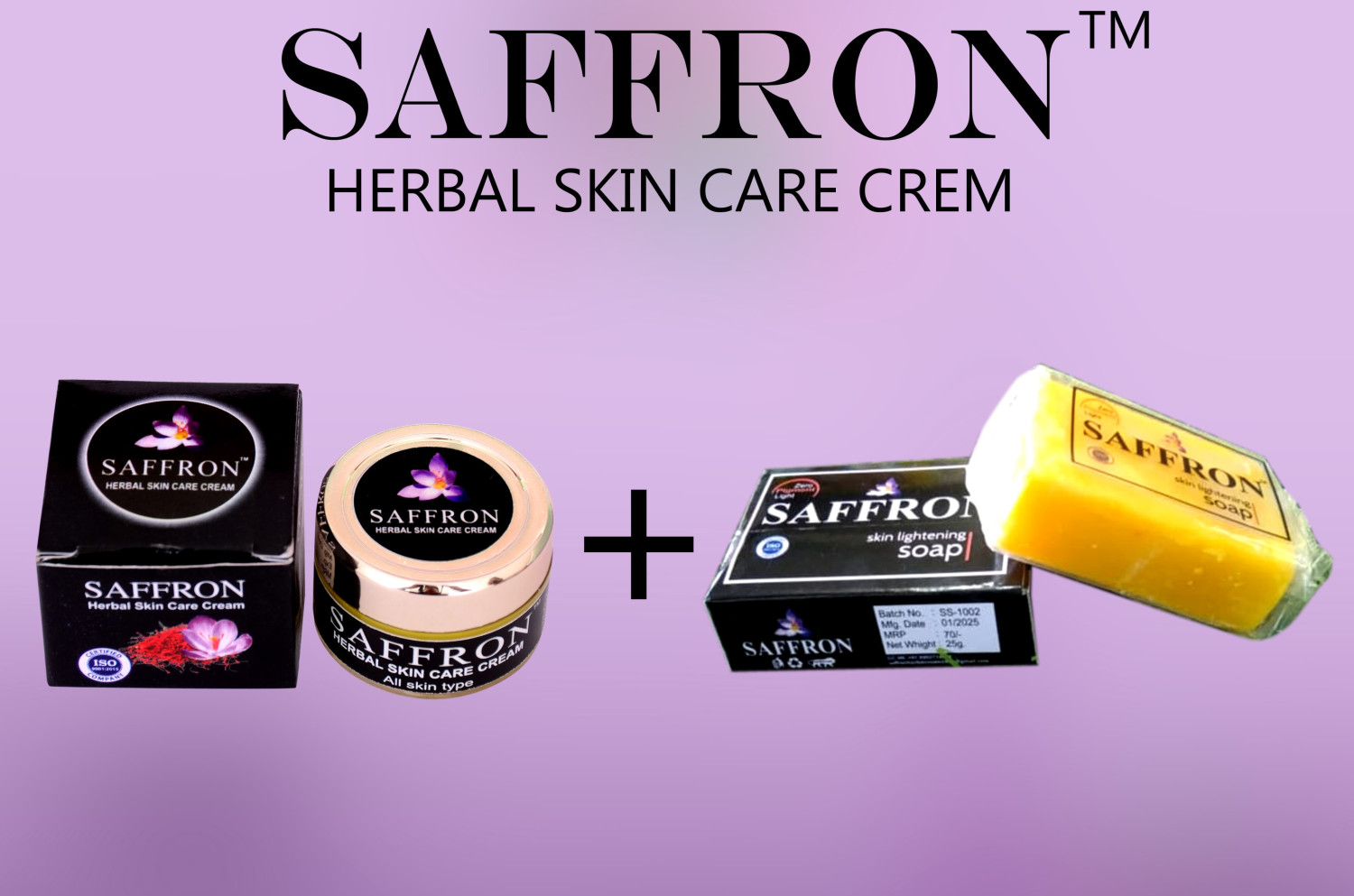 Saffron herbal skin care cream + skin lightening soap